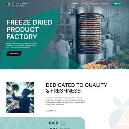 Web design for a freeze dried product factory in Kenya