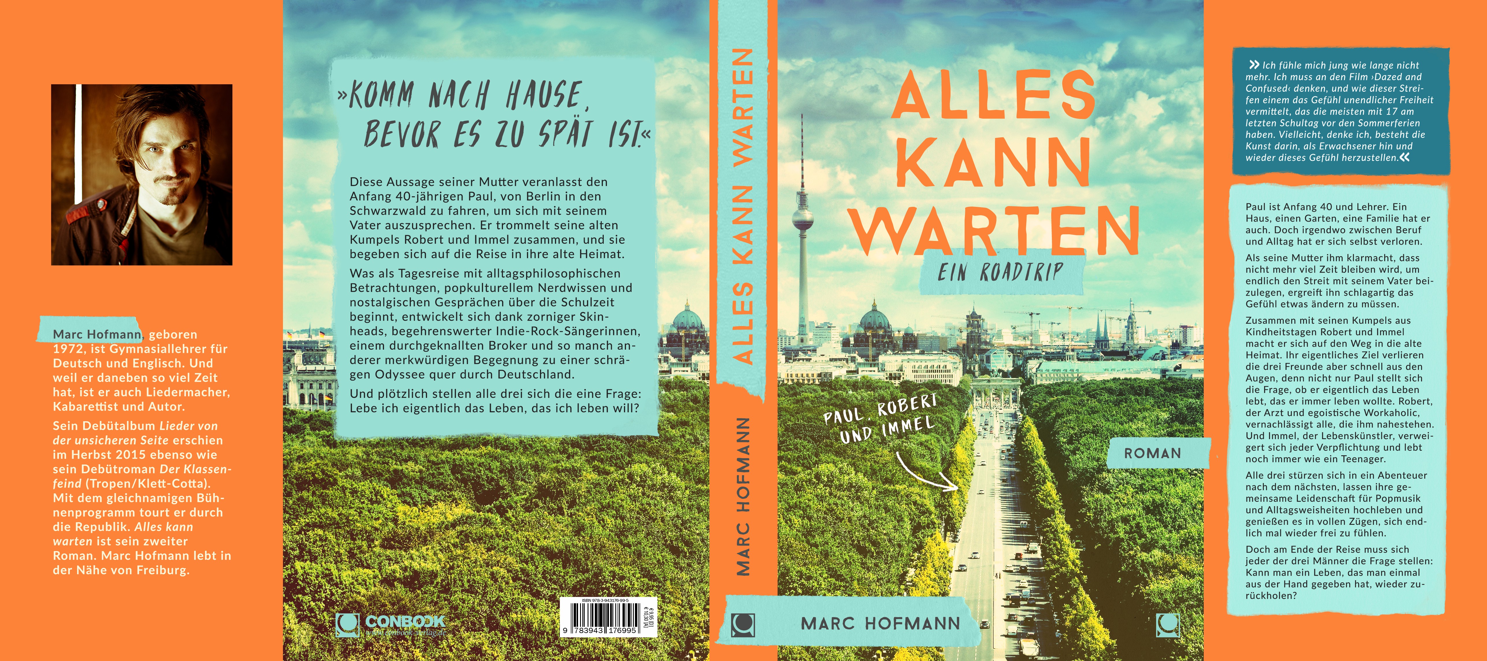 Stylish cover illustration for an entertaining road trip novel