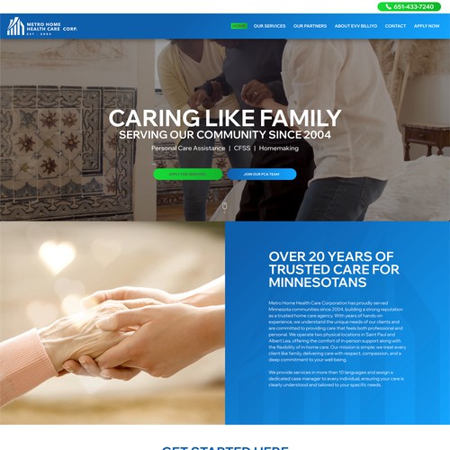Wix website for Metro Home Healthcare