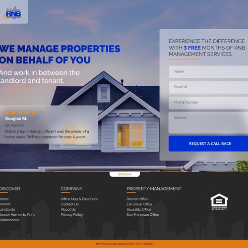 Landing page for property management