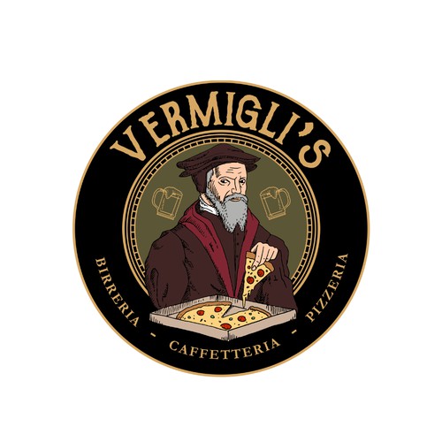 Renaissance Fun Logo for a Pizzeria  - Vermigli's