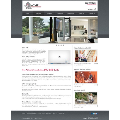 Help ACME Home Elevator with a new website design