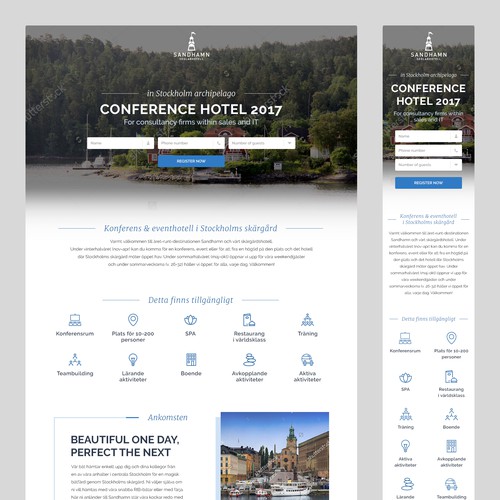 Conference hotel needs a high converting lead-capture page.