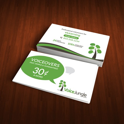 Two-sided business card for popular website, VoiceJungle.com