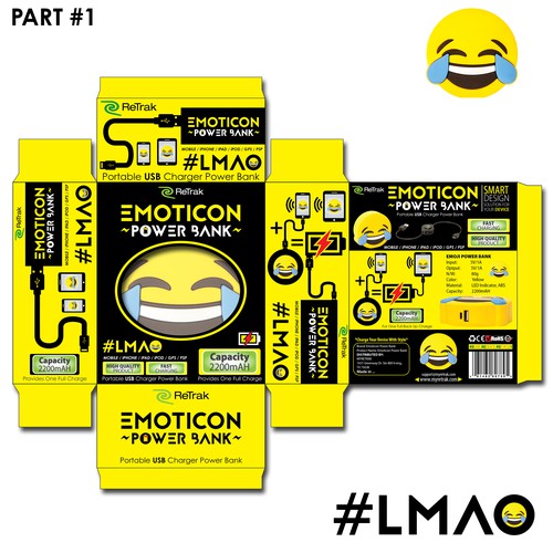 Design a fun and eye catching package for Emoji power bank!