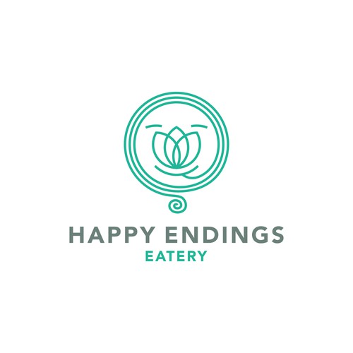 Logo concept for casual asian food eatery "Happyy endings"