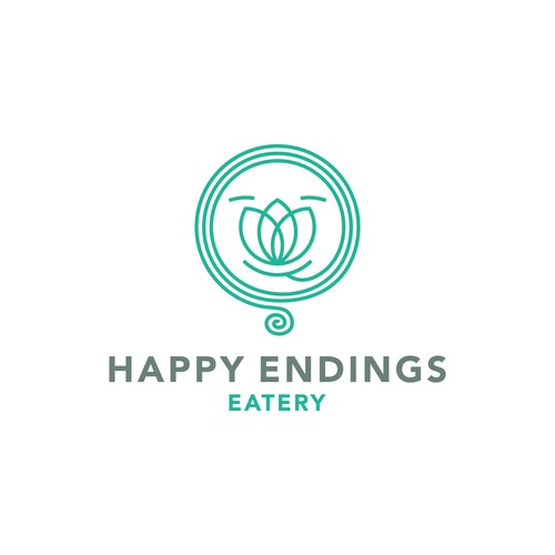 Logo concept for casual asian food eatery "Happyy endings"