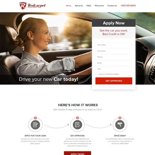 Website Design - Lead Generation Homepage For Canadian Auto Loan Website