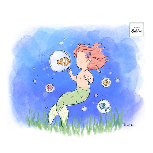 Childrens illustration Little Mermaid