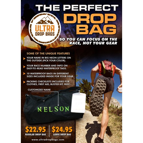 Create a sales flyer for Ultra Drop Bags