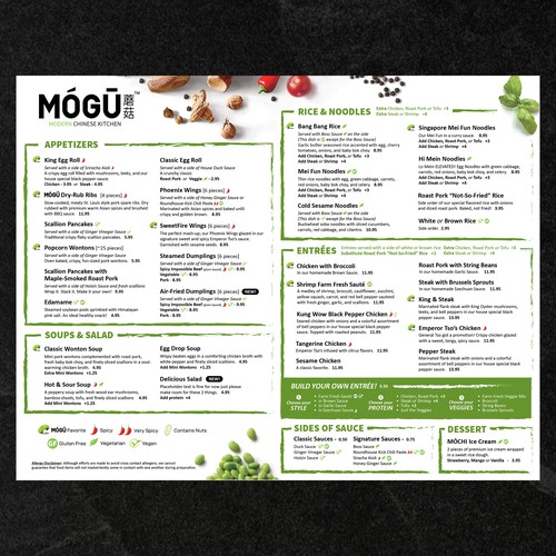 Modern menu design