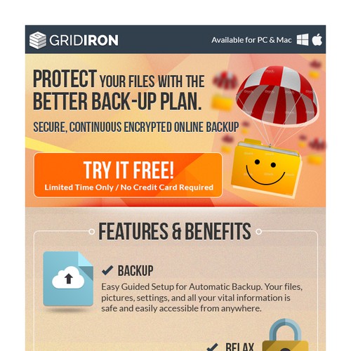 Design an email creative for online backup company