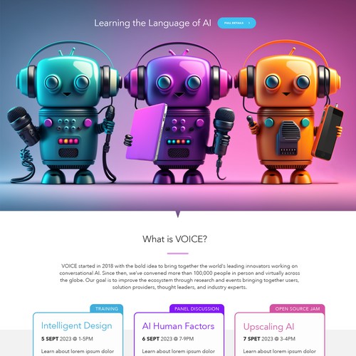 Website design for the Voice of AI tech event