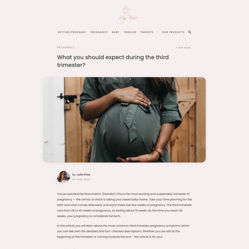 Article Page Concept For Pregnancy Blog