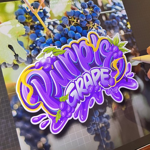 PURPLE GRAPE LETTERING