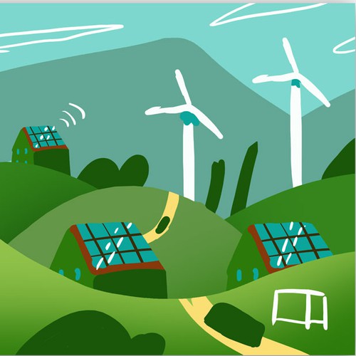 Green Mobility Concept – Continuous City Panorama Illustration.