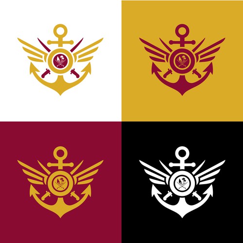 Modern logo badge with anchor and wings