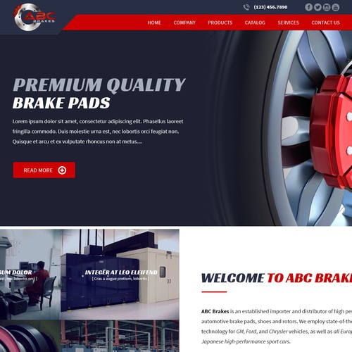 Homepage design for ABC brakes