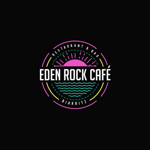 Neon logo for a beach vibed Cafe & Bar in France
