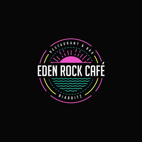 Neon logo for a beach vibed Cafe & Bar in France