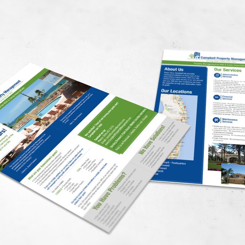 Create a double-sided overview of South Florida Property Management Company's services