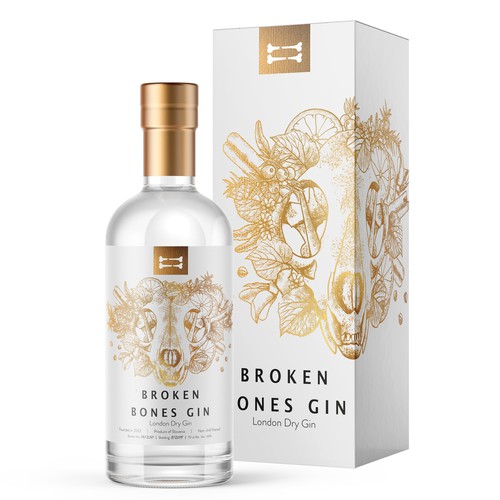 Label Design for Broken Bones Gin