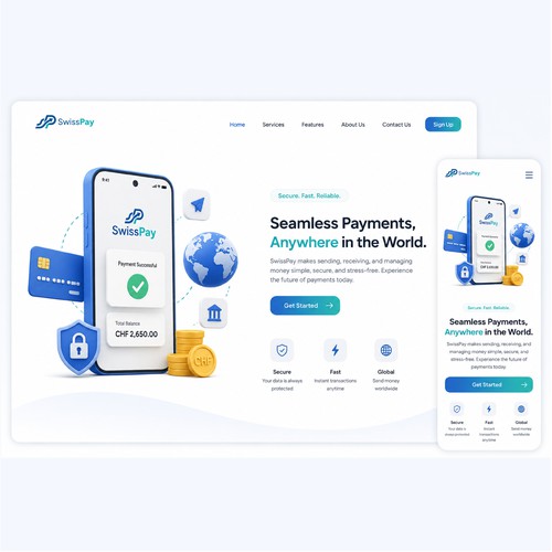Modern SaaS & FinTech Landing Page UI/UX Design