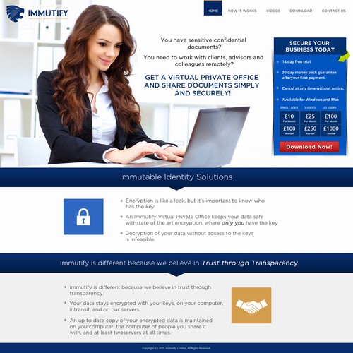 Create a compelling web landing page for our secure document exchange service