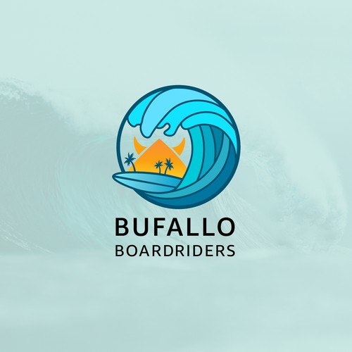 Elegant, fun and bold, conical hat surfboard and waves mix for logo concept for Surfing school and trip in Vietnam