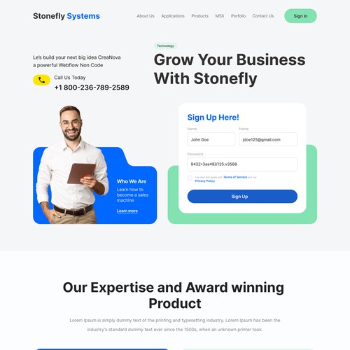 Technology Platform landing Page