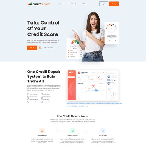 Landing page for a personal finance company