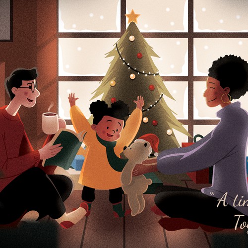 Warm Family Christmas Card Design 