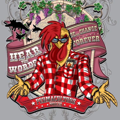 Create an Eco Hipster Rooster Shirt with Flying Pigs (Read Description)