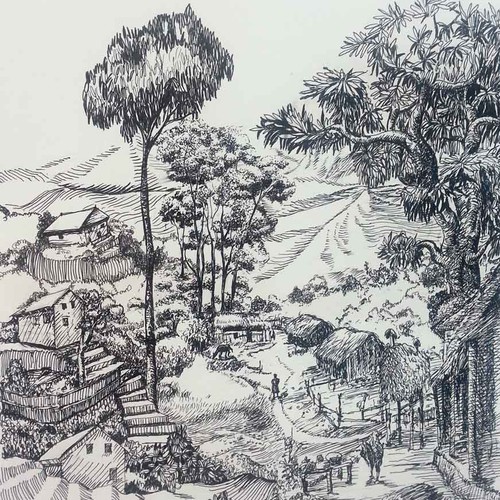 Line Art for Novel Set in Nepal