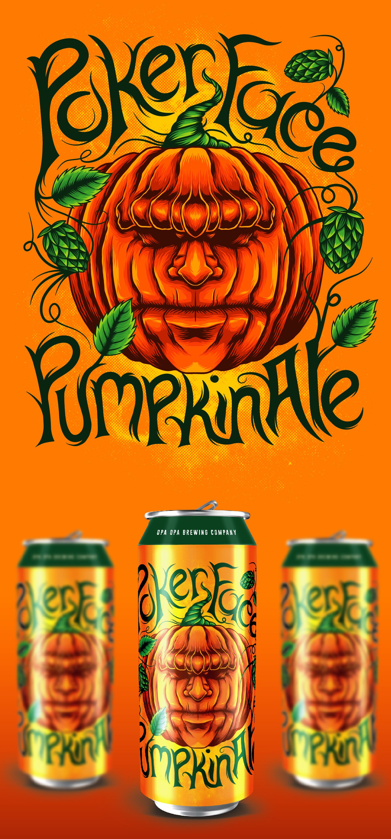 Poker Face Pumpkin Ale Beer Label
