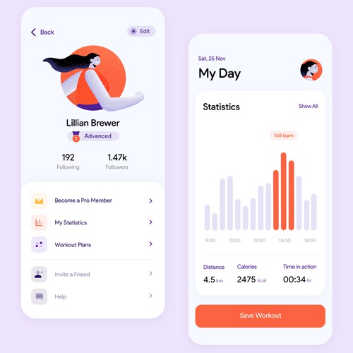 Workout Statistics & Profile - Mobile App