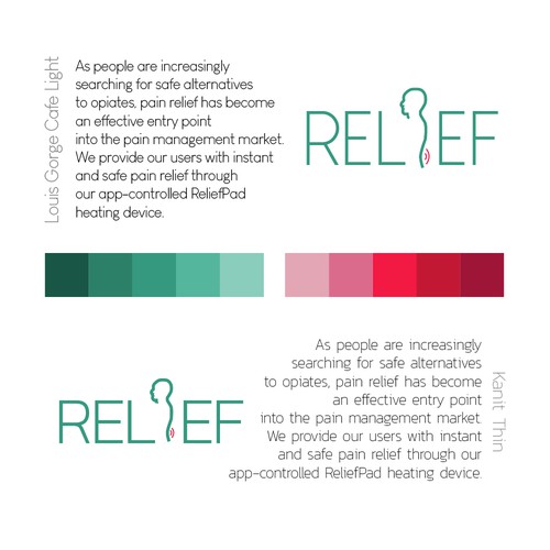 logo, font and color ideas for relief company