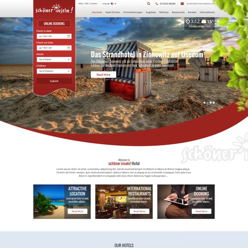 schöner-inseln" Hotels und Ferienwohnungen Website Design