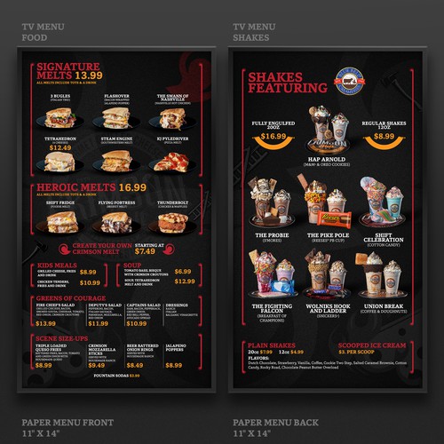 Crimson Melts Menu Design