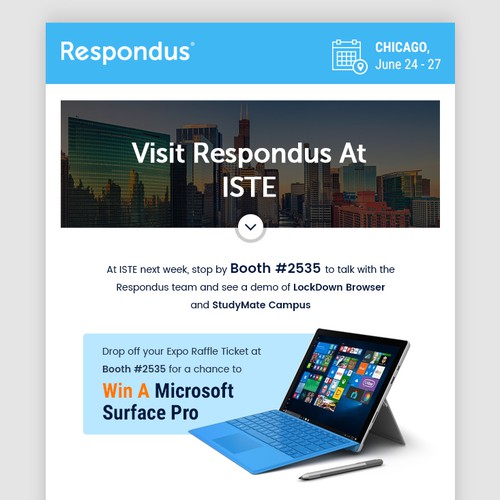 Email promoting presence at a trade show
