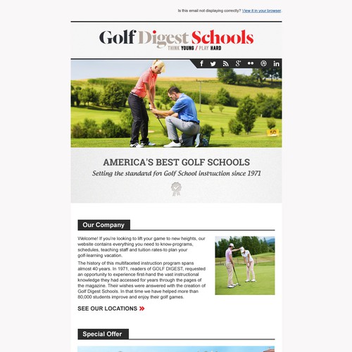 Golf Digest School Email tempalte