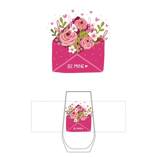 Illustration For Drinking Glasses Based On The Valentine's Day Holiday