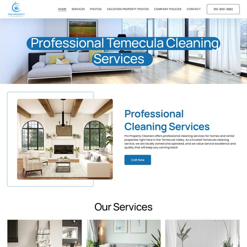 Pro Property Cleaners - Redesign Squarepsace Website