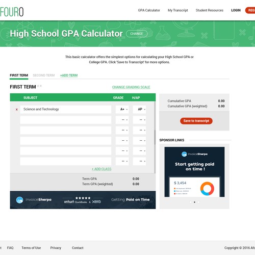 High School GPA Calculator