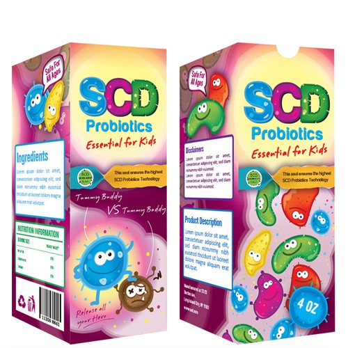 Kid's probiotic label design