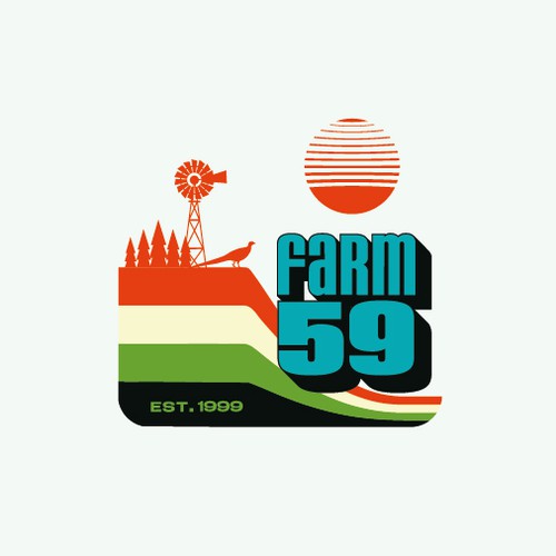 70's inspired logo for an organic garden and farm