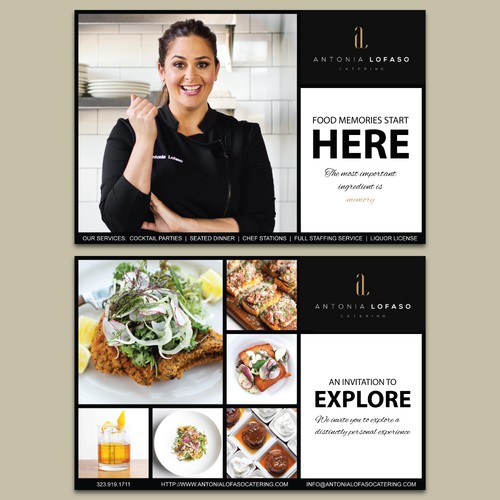 Postcard Design Double-Sided Celebrity Chef Antonia Lofaso of Top Chef & Food Network opens catering company Los Angeles