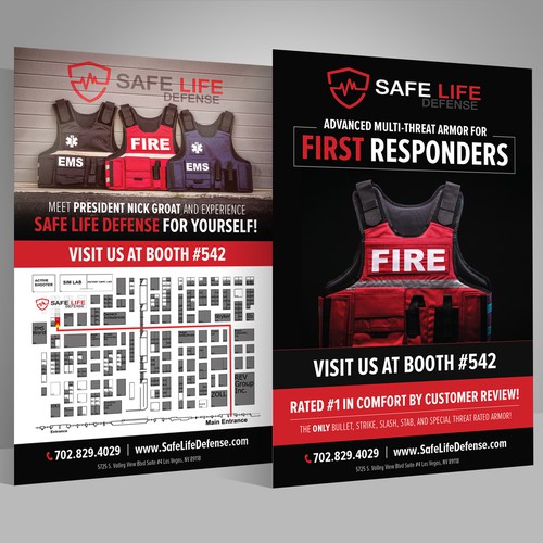 Create a clean and modern product flyer for Safe Life Defense Body Armor!
