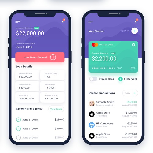 Banking app design