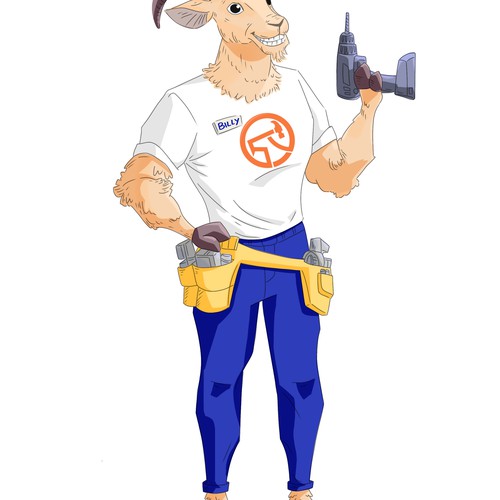 Hardworking Goat Handyman Character Design